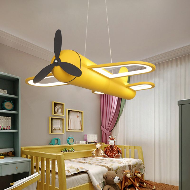Minori Flugzeug Design LED Pendelleuchte Gelb&Blau Schlaf/Wohn/Esszimmer Metall