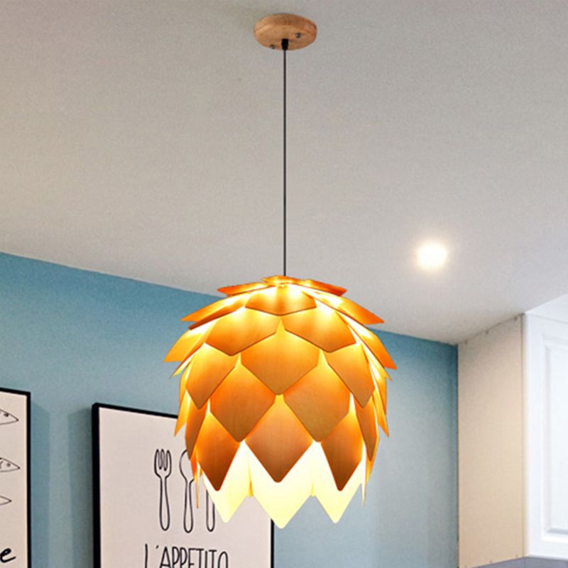 Ozawa Design LED Pendelleuchte Kiefernzapfen Gold Ess/Schlaf/Wohnzimmer Holz