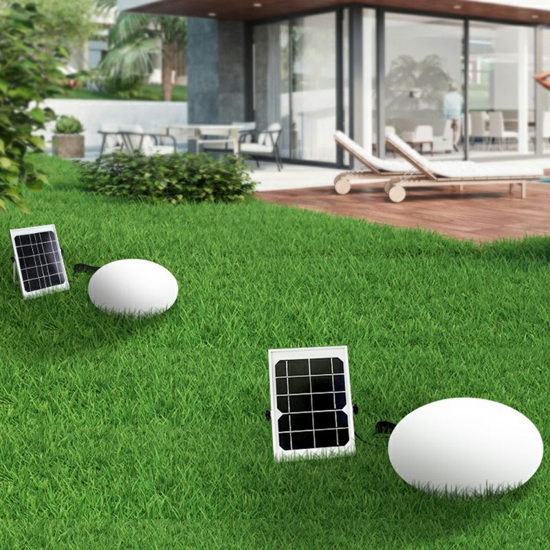 Pena Modern Minimalistisch LED Außenleuchte Ei Weiß Garten/Terrasse Acryl Solarenergie 28/32/35CM lang