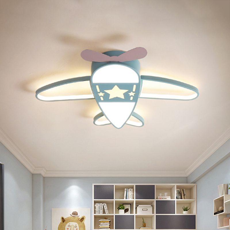 Morandi Design LED Deckenleuchte Flugzeugform Blau/Rosa Wohn/Kinderzimmer Metall&Acryl ∅58CM