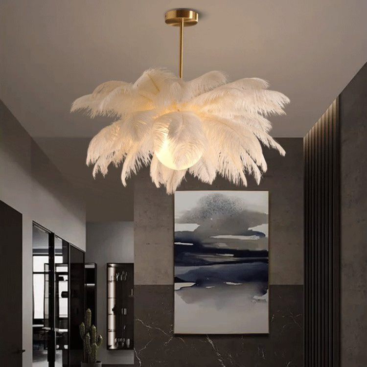 O'Moore Modern Design LED Kronleuchter Weiß Schlaf/Wohnzimmer Acryl&Feder