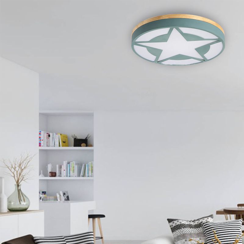 Quinn Modern Stern LED Deckenleuchte Weiß/Grün/Grau Wohn/Schlafzimmer Metall&Holz ∅46CM