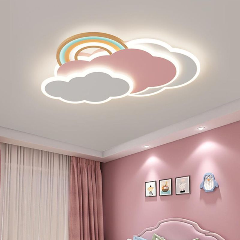 Minori Modern LED Deckenleuchte Wolke Rosa-Weiß Kinderzimmer Metall
