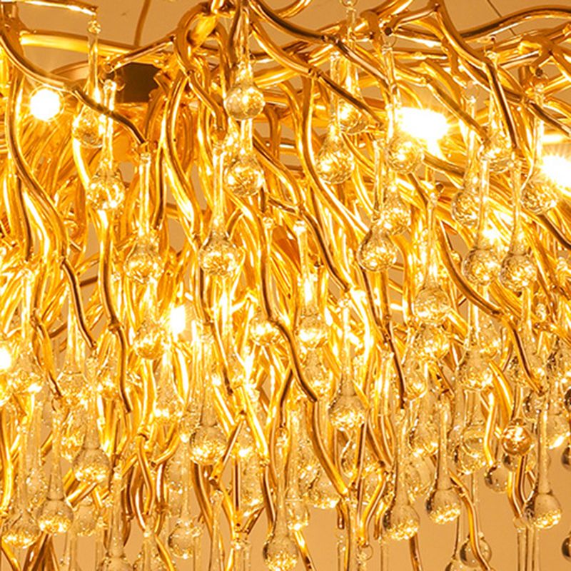 Colon Design LED Kronleuchter Quastenförmige Gold Wohn/Schlaf/Esszimmer Metall&Kristall ∅60CM/80CM/100CM