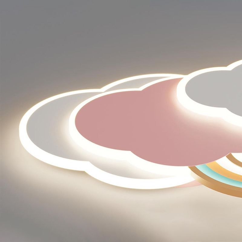 Minori Modern LED Deckenleuchte Wolke Rosa-Weiß Kinderzimmer Metall