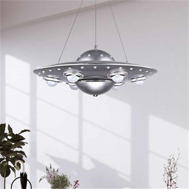 Alessio Design UFO LED Pendelleuchte Silber Schlaf/Kinderzimmer Metall&Glas ∅ 50CM