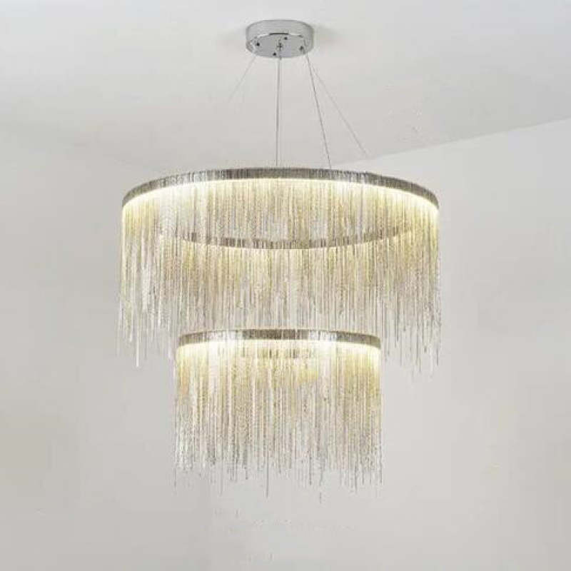 Colon Modern Design LED Kronleuchter Silber/Rosegold Schlaf/Wohnzimmer Metall