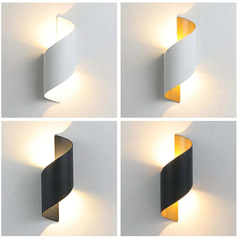 Orr Modern LED Wandleuchte Spiral Innen Weiß/Schwarz Metall