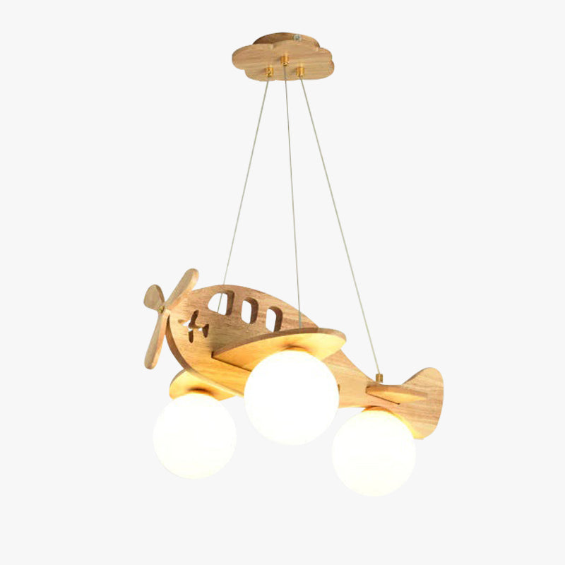 Minori Modern Pendelleuchte Flugzeugform Kugel Kinderzimmer, Holz Acryl