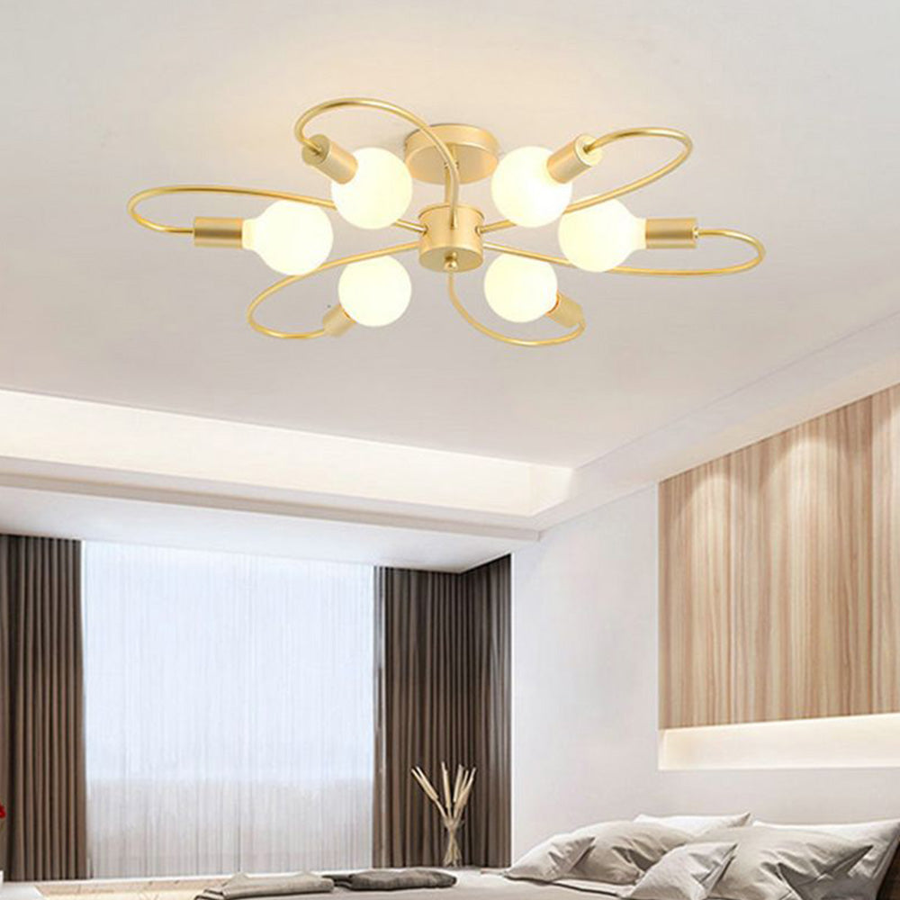 Valentina LED Moderne Metall Deckenleuchte, Schwarz/Gold, Wohnzimmer