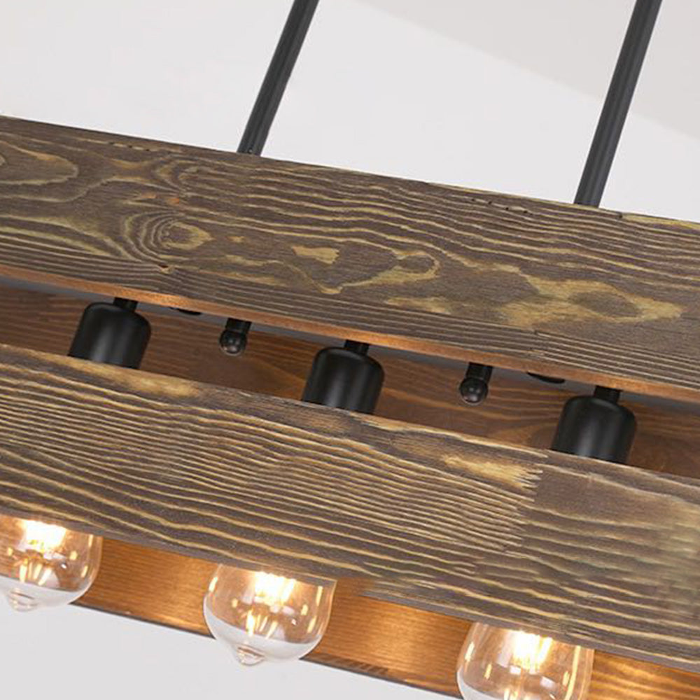 Alessio Vintage LED Pendelleuchte Rechteckig ,2 Farben, Metall Holz