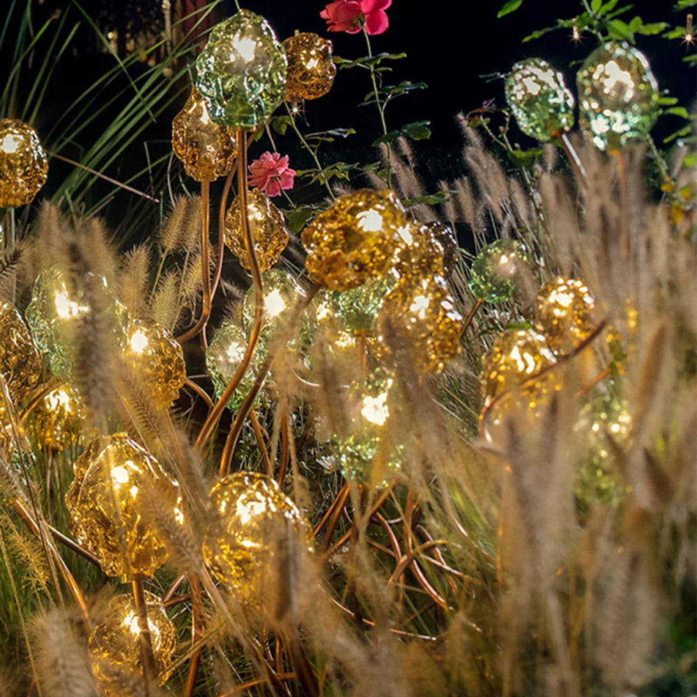 Bella  Luxus Solar Blume LED Außenleuchte Gold Metall Glas Höhe 70CM/100CM/130CM