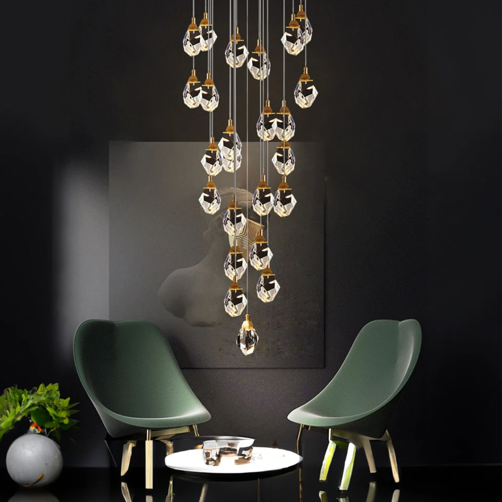 Marilyn Design LED Kronleuchter Gold Glas/Metall Schlafzimmer
