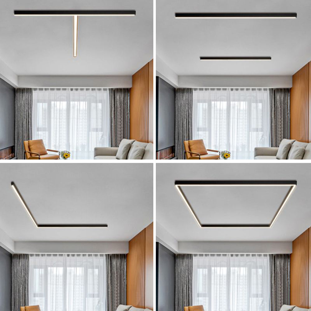 Edge Modern Dimmbar LED Deckenleuchte Schwarz Wohnzimmer Metall