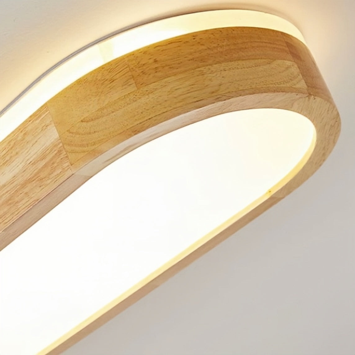 Ozawa Modern Oval LED Deckenleuchte Holz Wohn/Schlafzimmer Holz&Acryl 65/90/120CM Lang
