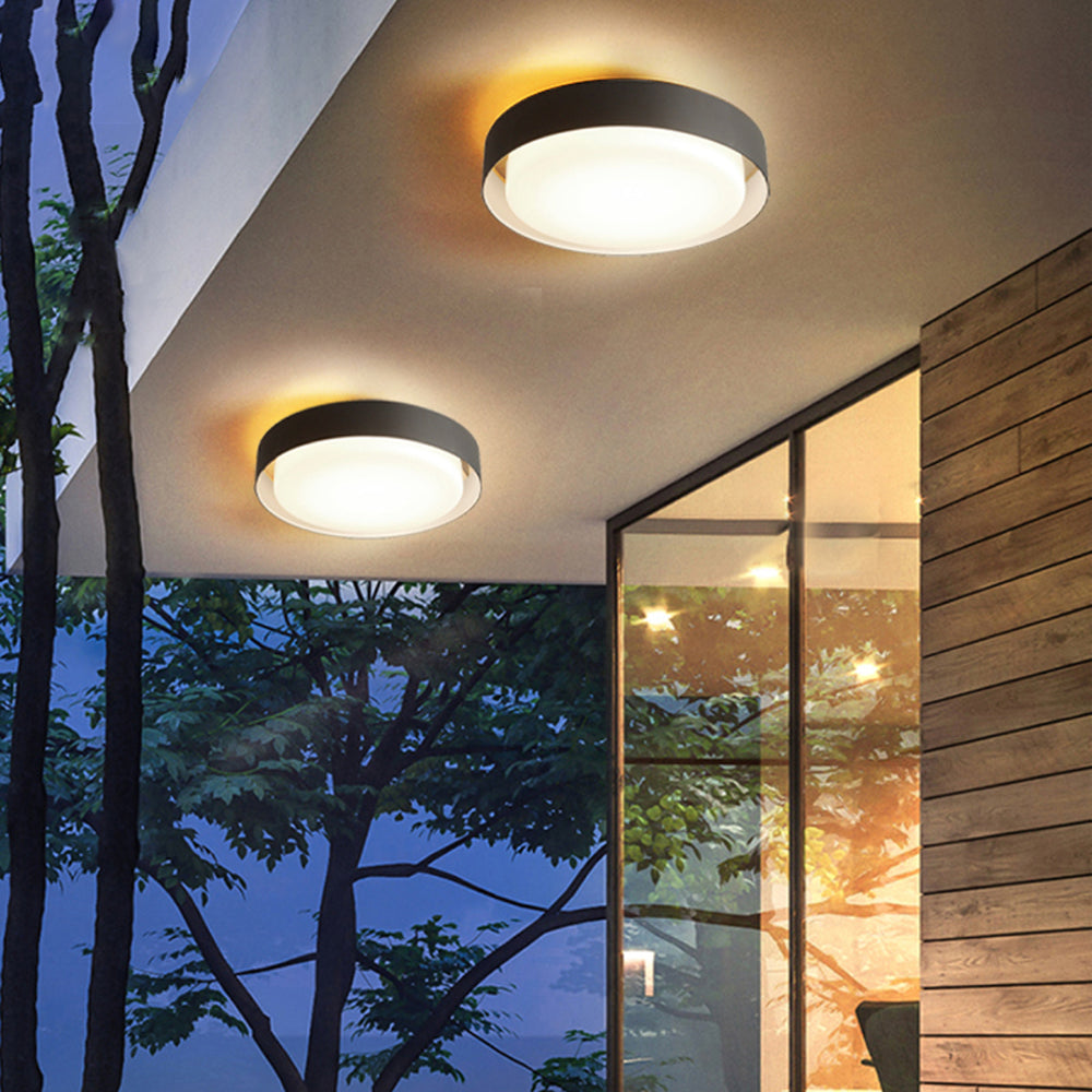 Orr Modern Rund LED Außendeckenleuchte Schwarz & Weiß Flur Metall+Acryl