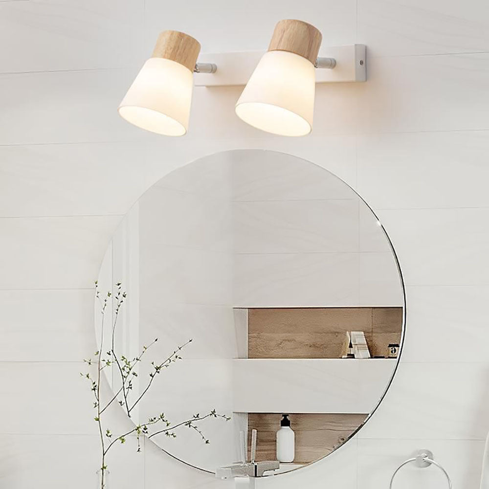 Ozawa Nordic LED Wandleuchte Holz/Glas Wohnzimmer/Esszimmer Weiß