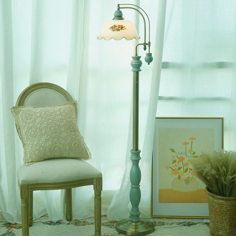 Morandi Retro Stehlampe Flower, Braun/Blau, Wohnzimmer, Metal Glass