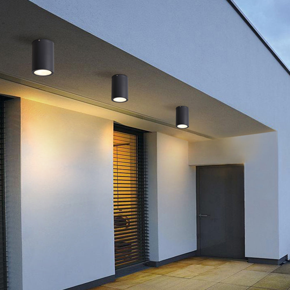 Orr Modern LED Außenleuchte Zylindrisch Schwarz Flur/Garten/Balkon Metall&Glas ∅11/15CM