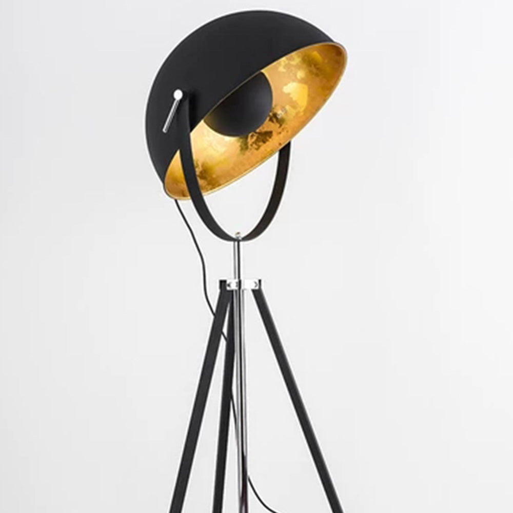 Salgado Design LED Stehlampe Schwarz/Gold Wohn/Schlafzimmer Metall&Holz