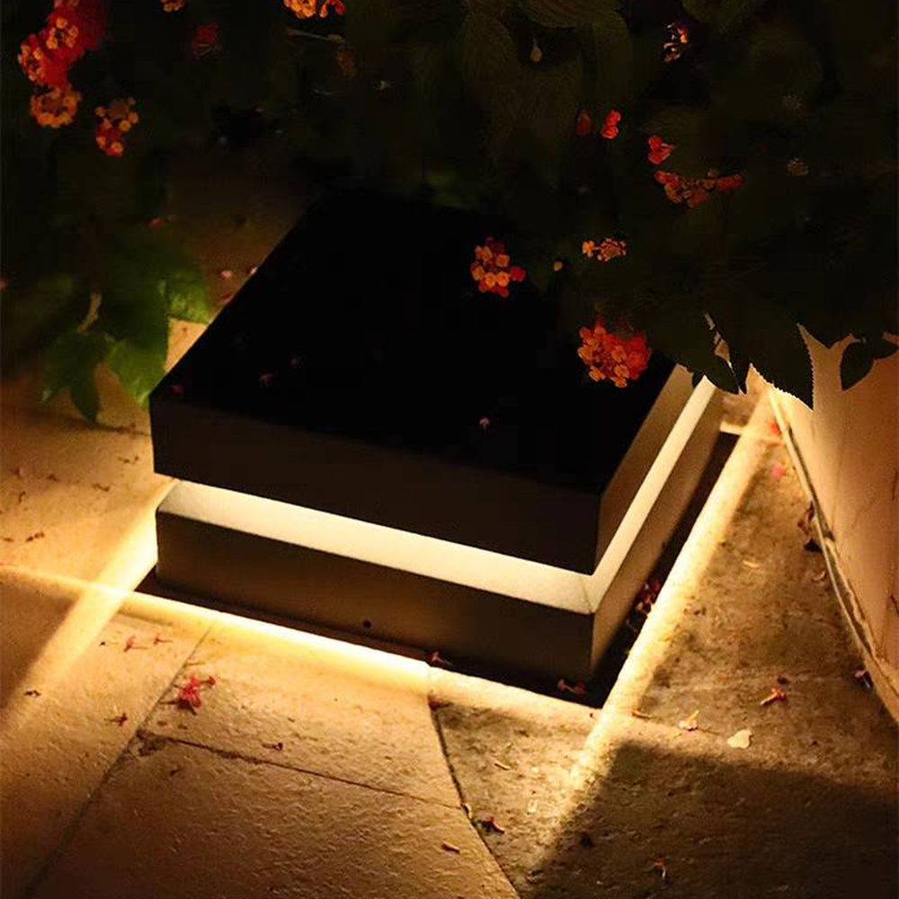 Riley Modern LED Außensokelleuchte Schwarz Garten/Balkon Solar