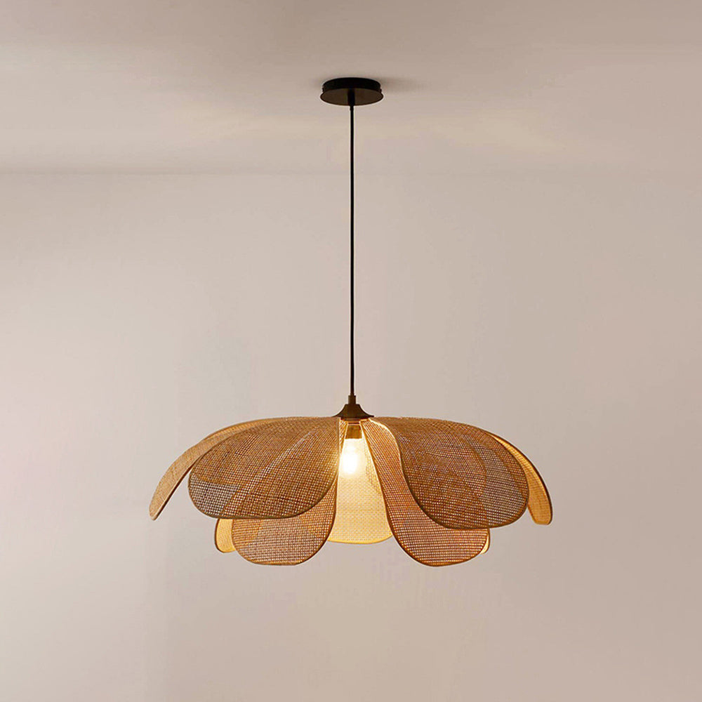 Ritta Design Weidengeflecht LED Holzfarbe Pendelleuchte Wohnzimmer Metall Rattan