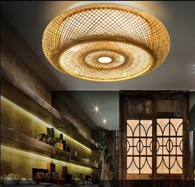 Boho Natural Style Rattan Woven Ceiling Light Pendant Lamp Scene
