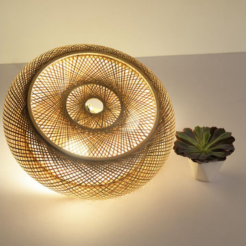 Boho Natural Style Rattan Woven Ceiling Light Pendant Lamp Details