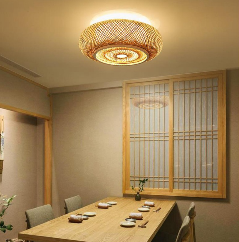 Boho Natural Style Rattan Woven Ceiling Light Pendant Lamp Main