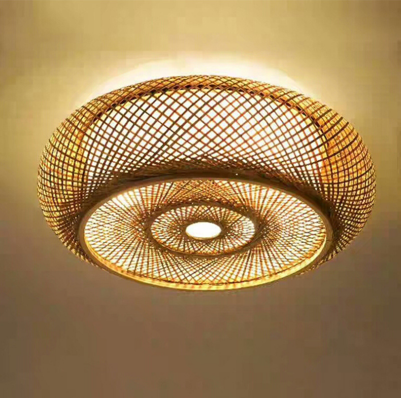 Boho Natural Style Rattan Woven Ceiling Light Pendant Lamp Details