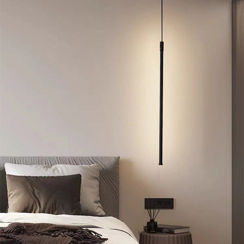Edge Moderne Linear LED Pendelleuchten Schwarz Schlafzimmer Metall