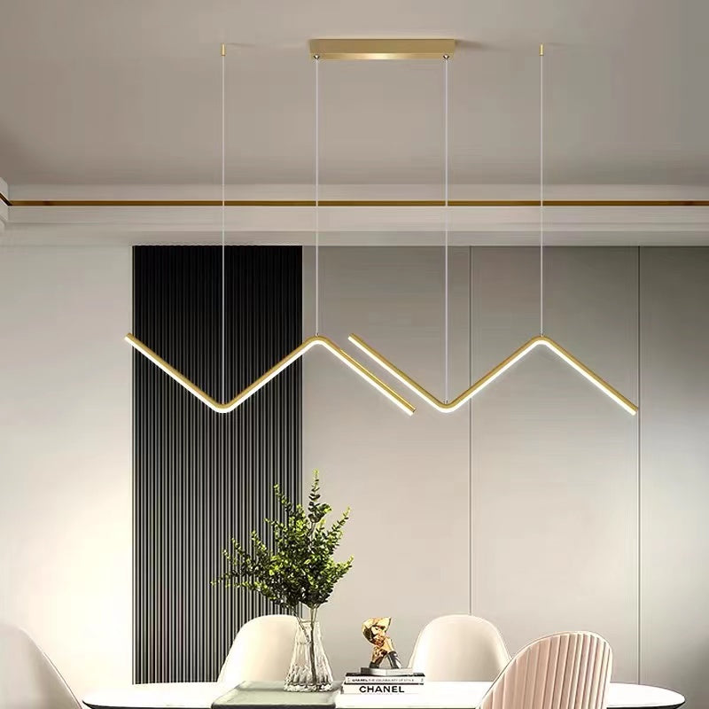 Louise Modern LED Pendelleuchte Dimmbar Linear Gold/Schwarz Esszimmer