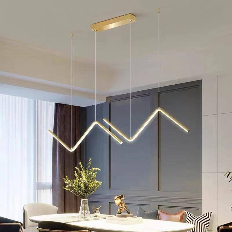 Louise Modern LED Pendelleuchte Dimmbar Linear Gold/Schwarz Esszimmer