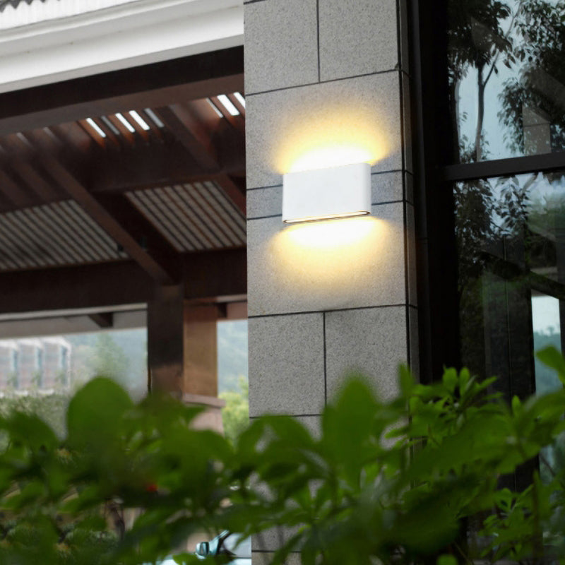 Orr Modern Wasserdichte LED Wandleuchte Rechteckig Innen/Außen Weiß/Schwarz Metall