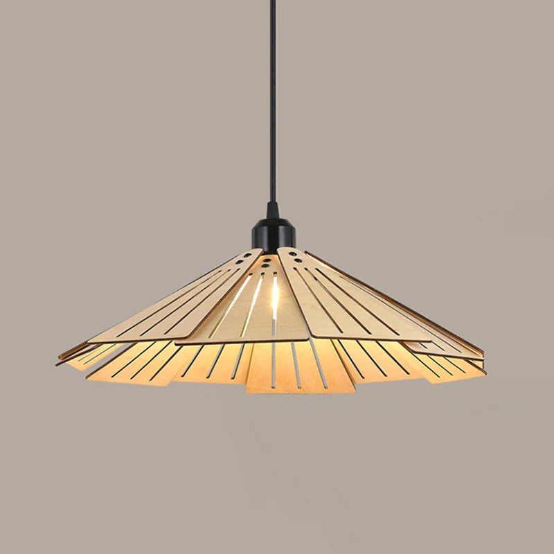 Nordische Design LED Pendelleuchte Gelb/Braun Ess/Schlaf/Wohnzimmer Innenbereich Holz&Metall Warmweiß