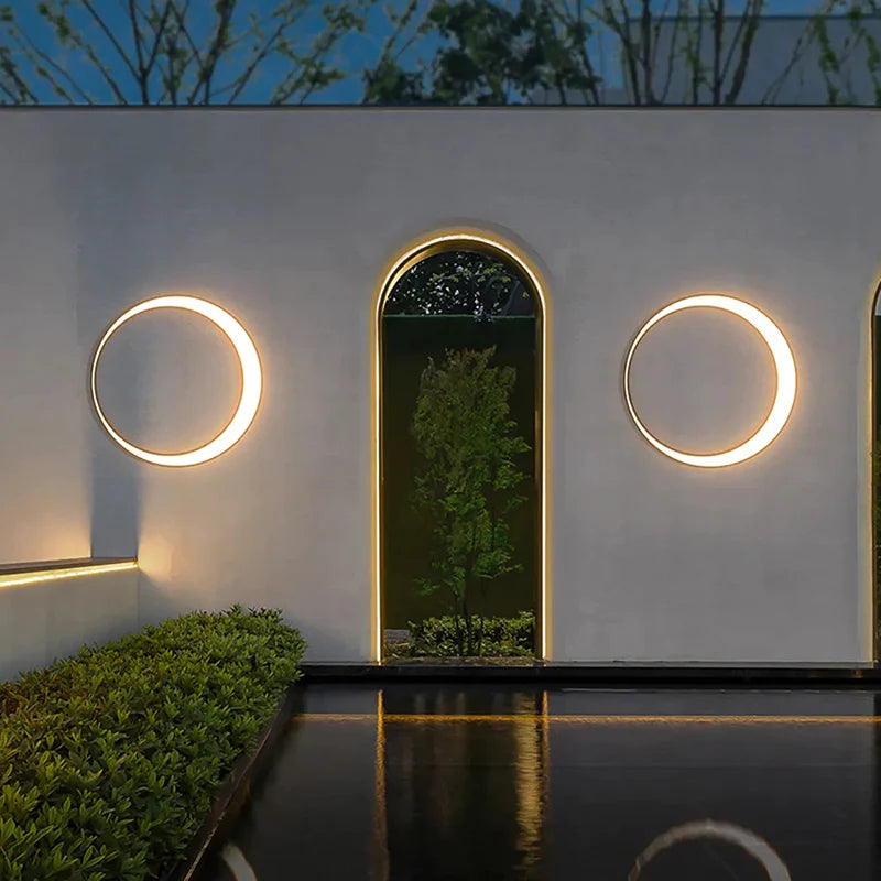 Elif Modern Ring Wasserdichte LED Wandleuchten Schwarz-Weiß Garten/Außenbereich Metall