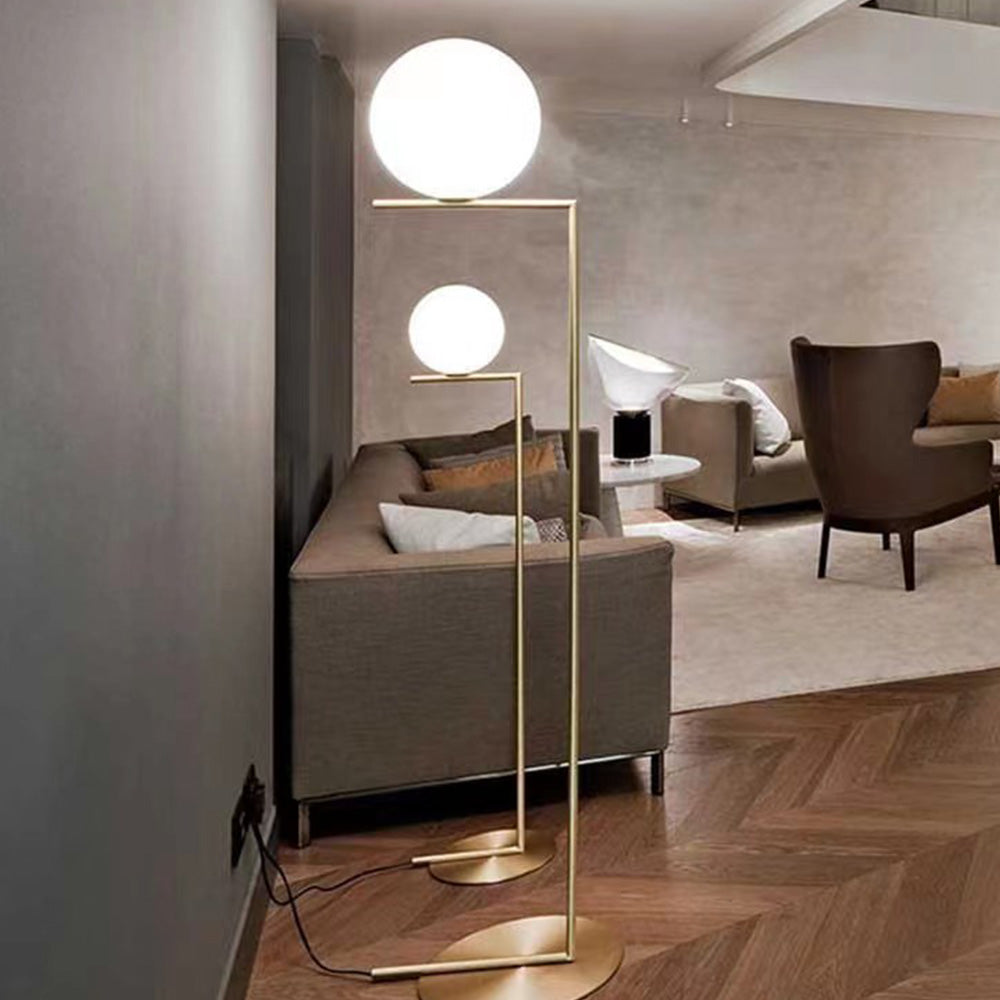 Valentina Modern LED Stehlampe Schwarz/Gold Schlaf/Wohnzimmer Metall&Glas