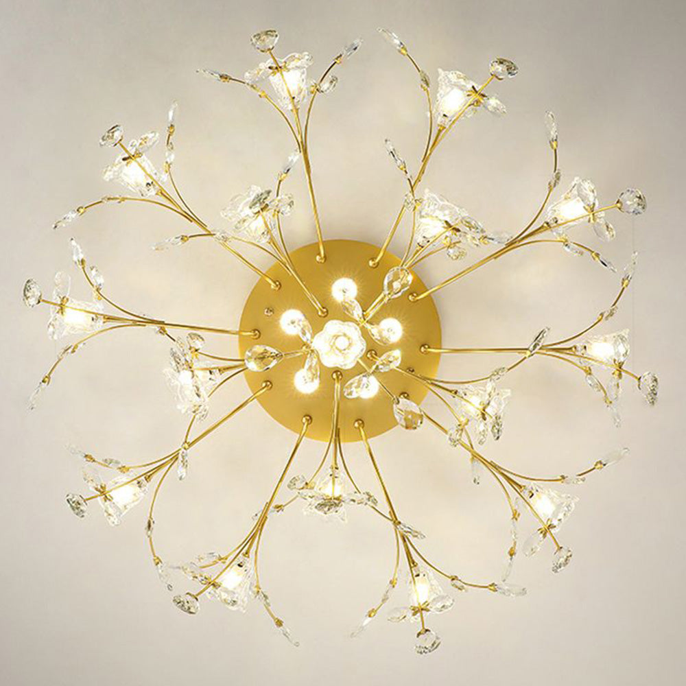 Lili Blume Design LED Deckenleuchte Gold Wohn/Schlaf/Kinderzimmer Flur Metall&Glas