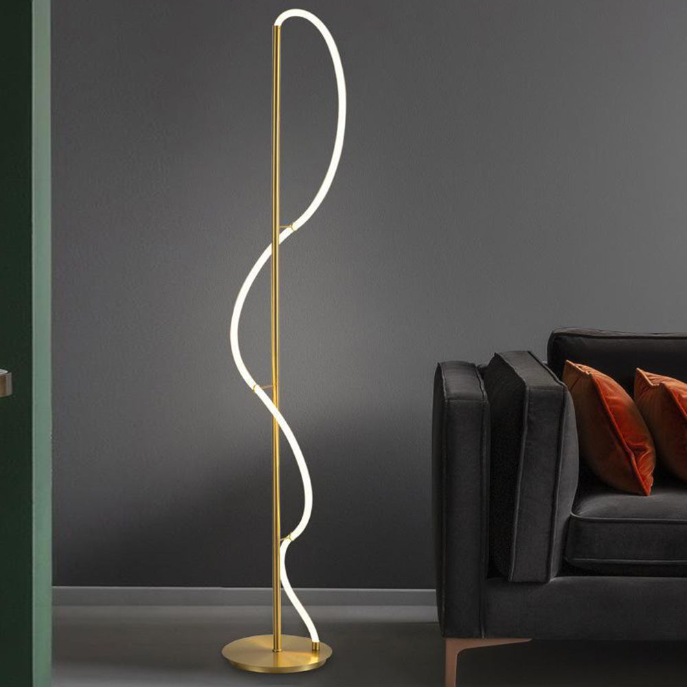 Louise Design LED Stehlampe&Tischlampe Weiß&Gold Schlaf/Wohnzimmer Messing