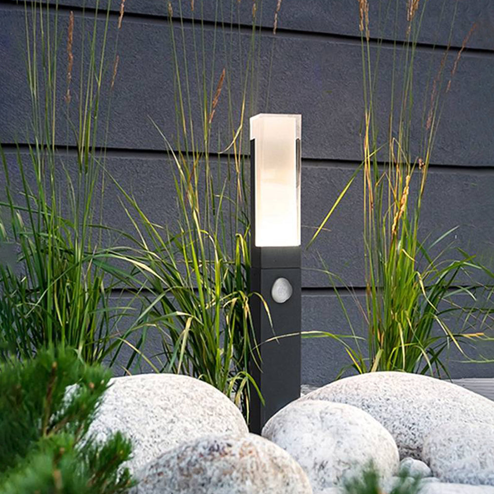 Pena Modern LED Außen-Wegeleuchte mit Sensor Schwarz Garten Aluminium Acryl