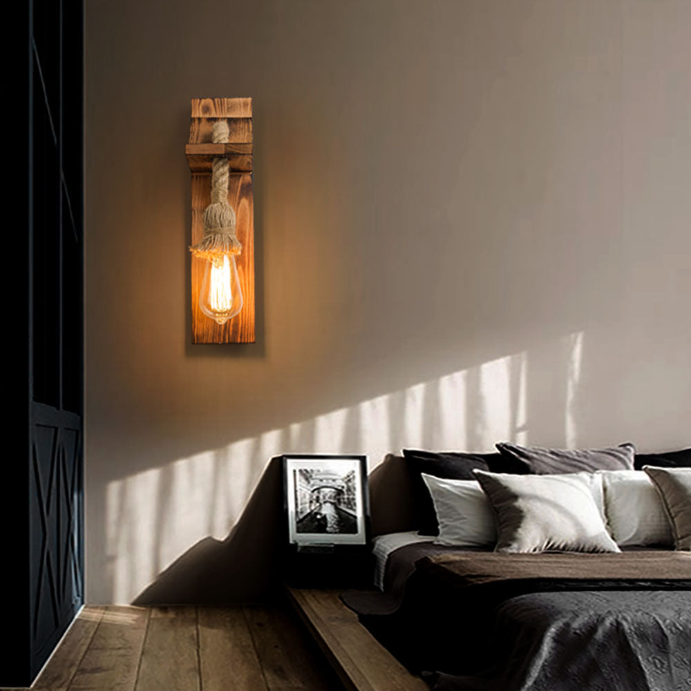 Austin Designer LED Wandleuchte Innen Holz Wohnzimmer/Schlafzimmer