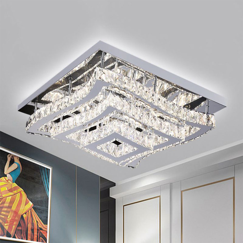 Kristy LED Luxus Quadrat Metall/Glas Deckenleuchte, Wohnzimmer