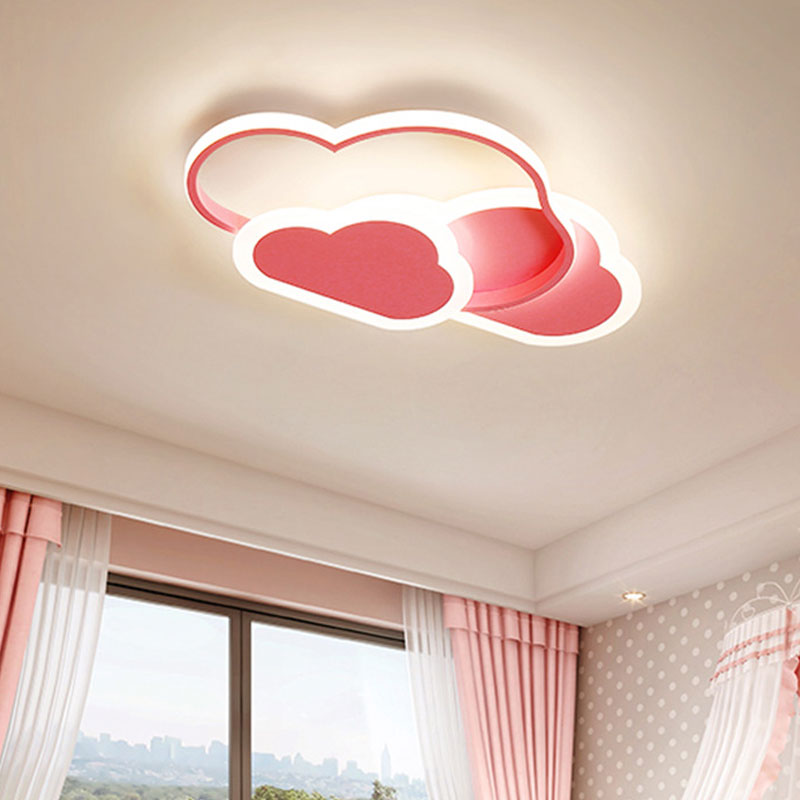 Quinn Modern Wolk LED Deckenleuchte Weiß/Rosa Schlafzimmer Metall Acryl