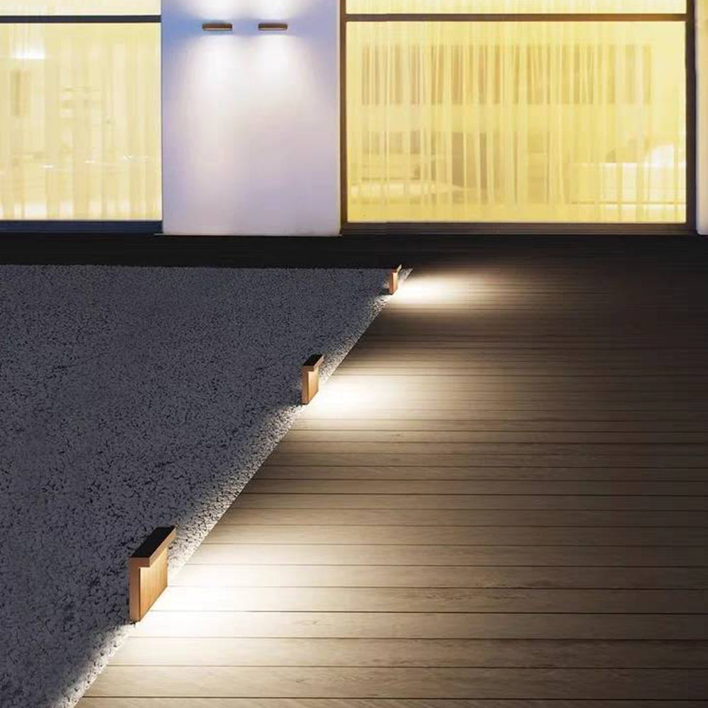 Orr Moderne rechteckige LED Außen-Wegeleuchte Holz Garten Metall 22/58CM Lang
