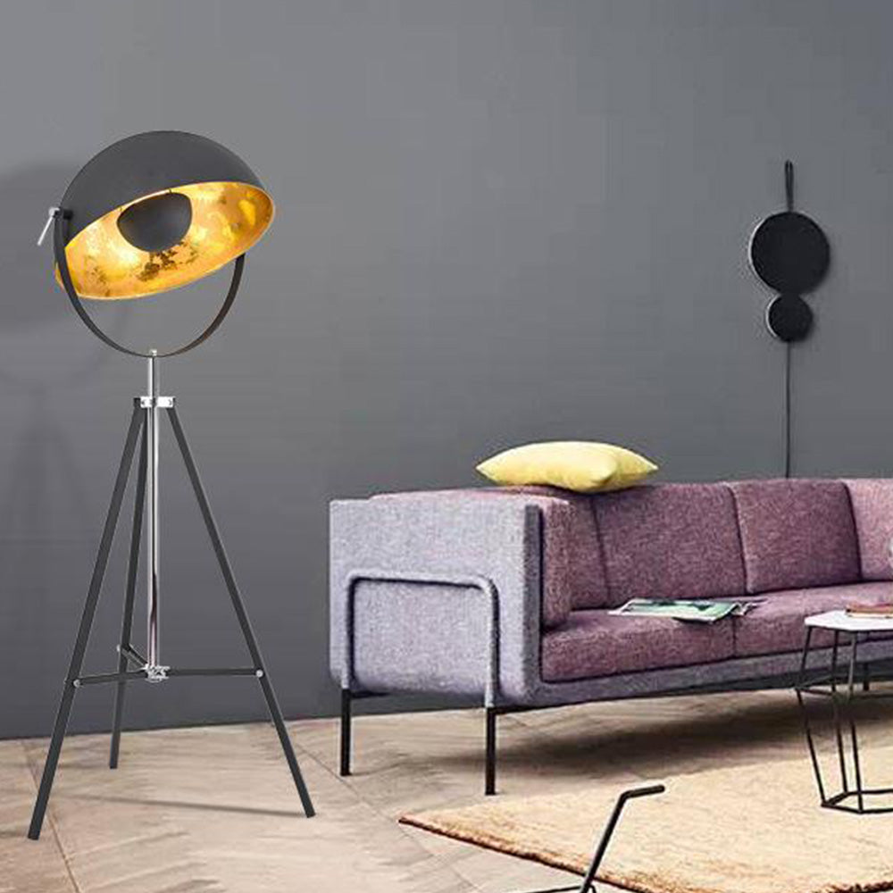 Salgado Design LED Stehlampe Schwarz/Gold Wohn/Schlafzimmer Metall&Holz