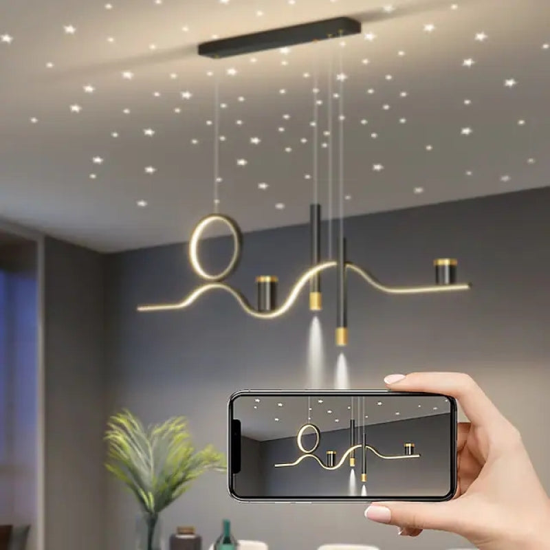 Madina Moderne LED Pendelleuchte Esszimmer/Wohnzimmer Schwarz/Gold