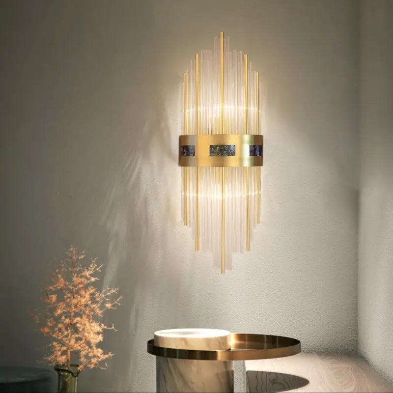 Crystal Kristall LED Wandleuchte Gold, Wohnzimmer/Schlafzimmer,Metall/Acryl