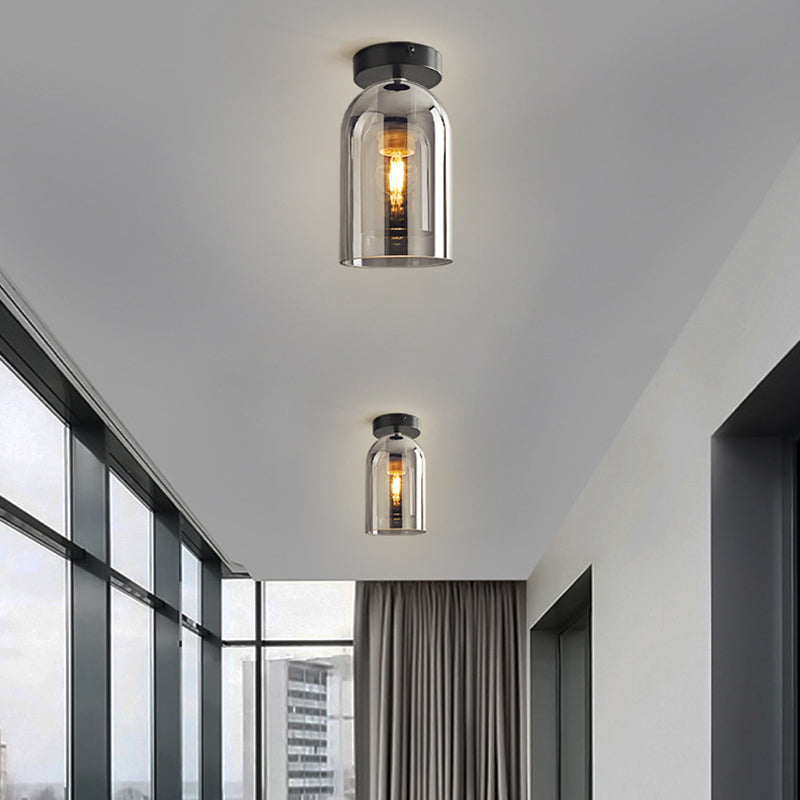 Sanna Modern LED Decken/Pendelleuchte Grau Wohn/Esszimmer Metall Glas