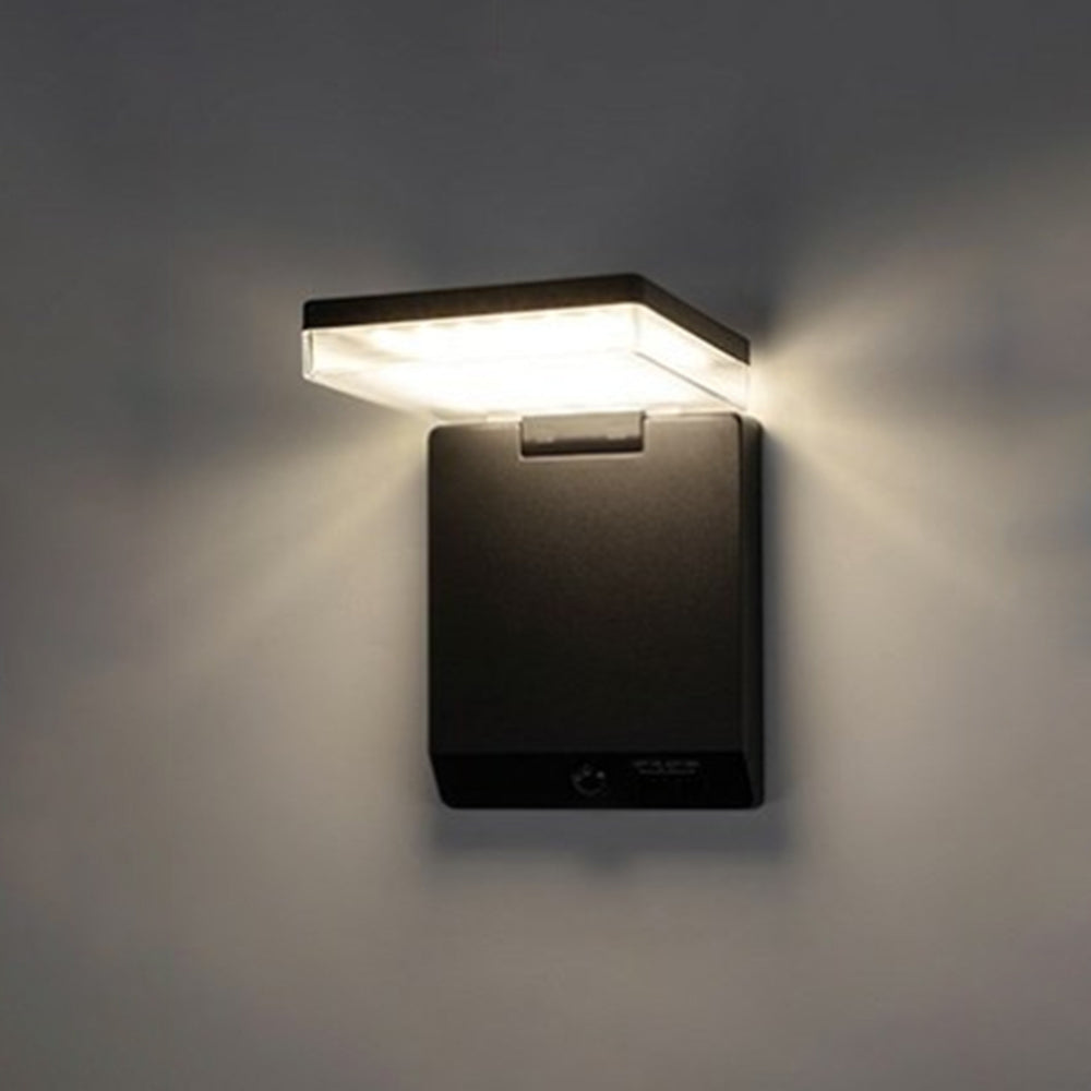 Orr Modern Rechtwinklig LED Außenwandleuchte Schwarz Flur Acryl Sensor Solar