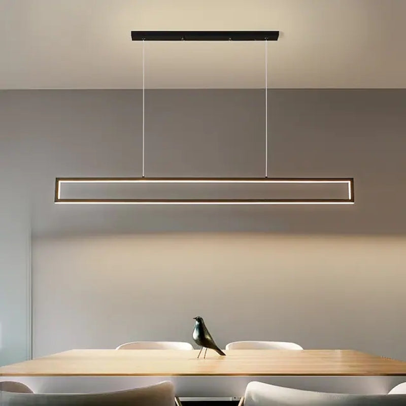 Edge Modern LED Pendelleuchte Linear Esszimmer, Schwarz, Metall